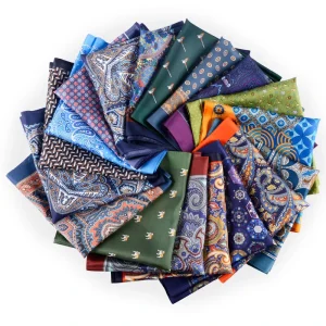 Men’s Printed Dot Checked Paisley Handkerchief High Quality 100% Silk Casual Pocket Square for Party Wedding