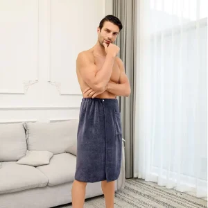 Men’s Wearable Towels Microfiber Soft Comfortable Custom Logo Package SPA Bath Towel Wrap with Button