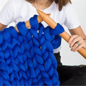 Merino Wool Blanket Yarn Hand Made Knit Chunky Knitted Throw Blankets Handwoven Heavy Cozy Warm Giant Soft Knit Blanket