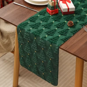 Merry Christmas Table Runner Christmas Tree Parton Tablecloth Christmas Decorations Ornament for Table Decor for Xmas