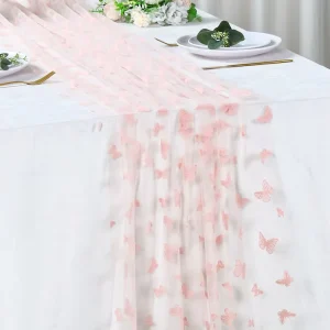 Mesh Butterfly Double Sided Three Dimensional Flocked Nordic Scenic Table Runner for Birthday Party Wedding Banquet Decorations