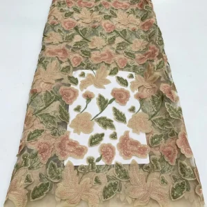 Mesh Laser Plant Embroidery Sequins Wedding Dress Cheongsam for Girls Boys Breathable Quick-Dry 100% Polyester Fabric Lace