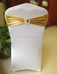 Metallic Gold Spandex Chair Bands With Buckle Chair Cover Sash Chair Band in Chair Cover for Wedding Events Decoration