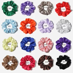 Metallic Satin Scrunchies Glam Hair Ties for Women Fade Resistant Hair Accessories