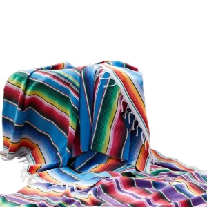 Mexican Stripe Woven Cotton Serape Table Runner Rainbow with Tassel for Home Wedding Dining Party Customizable