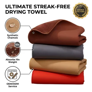 Microfiber 500GSM Dual Sided Suede Coral Fleece Microfiber Towel 2-in-1 Glass Cleaning Absorbent Scratch-Free Detailing Cloth