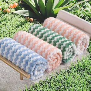 Microfiber Absorbent Kitchen Dish Cloth Non-Stick Oil Wavy Pattern Washing Rag Household Cleaning Towel for Housework Cloth