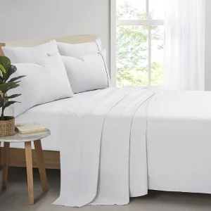Microfiber Bamboo Bed Sheet Set Cooling Bedding Set Bamboo Polyester Blend Sheet Set