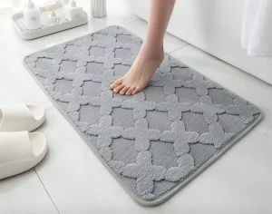 Microfiber Bath Mat Non Slip Bathroom Rug with Water Absorbent & Diamond Sponge Machine Made Doormat Set Novelty Entrance Mats