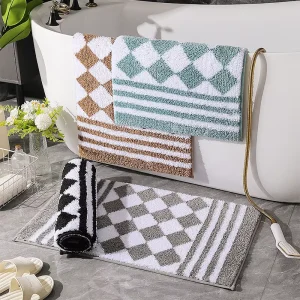 Microfiber Bath Mat TPR Backing Non slip Absorbent Thickened Machine Washable Bathroom Bedroom Toilet Door Flocking Mat