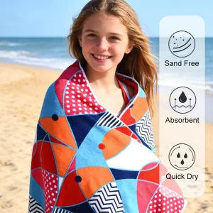 Microfiber Beach Towel Quick Dry Sand Free Custom Logo Printed Beach Towel for Swimming & Travel