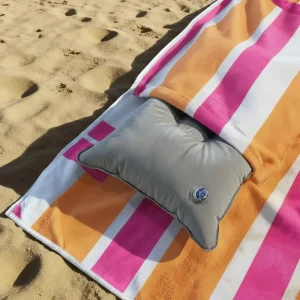 Microfiber Beach Towel with Inflatable Pillow and Zip Pocket Sand Free Travel Towel Large Quick Dry Pool Towel