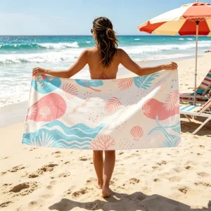 Microfiber Beach Towel with Logo Water Absorption Sand Free Custom Beach Towel Bath Towel Print Polyester
