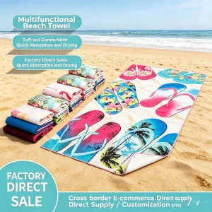 Microfiber Beach Towel with Sand Free Design Customized Sizes Designs