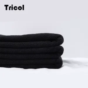 Microfiber Car Drying Towel Black Microfiber Towel with Stable Color Fastness Car Washing Black Cloth Manufacture in China