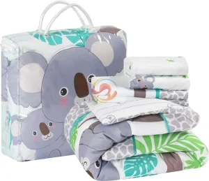 Microfiber Cartoon Koala Kids Bedding Set Soft Baby Bedding Set 3/4 Pieces Crib Bedding Set for Boys Girls
