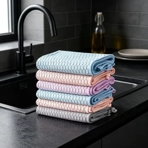 Microfiber Check Towel for Super Absorbent Glass Cleaning in Kitchen