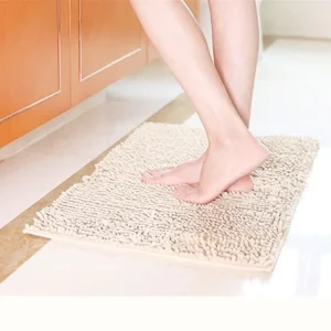 Microfiber Chenille Bath Mat Solid Pattern Anti Slip Bathroom Mat