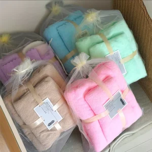 Microfiber Coral Fleece Woven Eco Friendly Bathroom Bath Towel Sets Quick Dry Antimicrobial Gift for Beach Hotel Use
