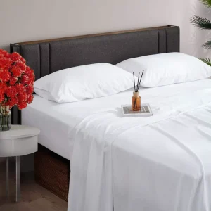 Microfiber Fabric Bed Sheets Set 4pcs 2 Pillow Cases 1 Fitted Set 1 Flat Sheet With 14 Inch Deep Pocket