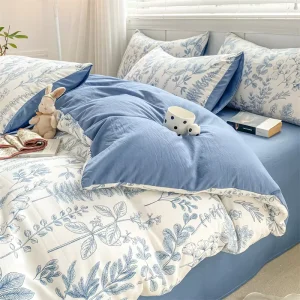 Microfiber Flower Printed 4PCS King Size Bedding Set