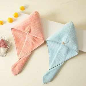 Microfiber Hair Drying Cap Soft Water Absorbing Bathing Cap with Quick Dry Coral Hair Towel