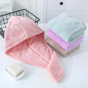 Microfiber Hair Drying Towel Soft Absorbency 300-499 GSM Embroidered Logo Rectangle Hair Dryer Machine Washable Knitted