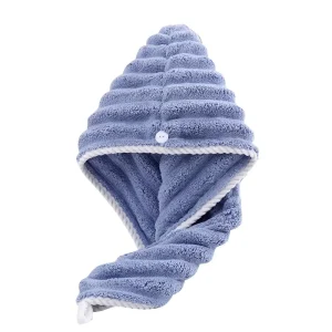 Microfiber Hair Drying Towel Super Absorbent for Women Hair Towel Wrap Turban Drying Wrapped Bath Cap Head Towel with Buttons