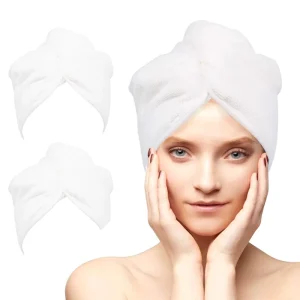 Microfiber Hair Drying Towels with Button Fast for Women Convenient Turbans Wrap