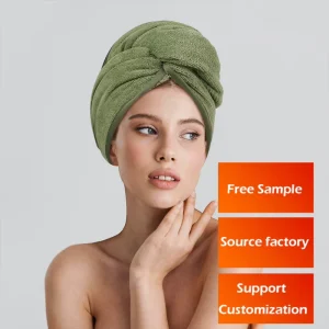 Microfiber Hair Towel Anti Frizz Hair Drying Wrap with Button Hair Turban Towel Wrap