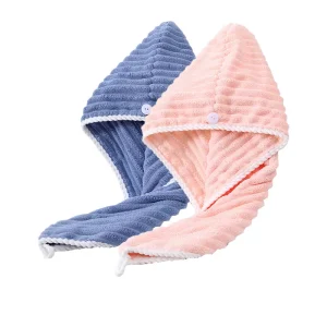 Microfiber Hair Towel Coral Velvet Quick Drying Hair Turban Super Absorbent Hair Drying Wrap Towels Elastic Anti Frizz Towel
