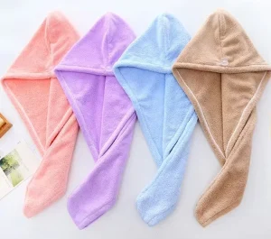 Microfiber Hair Towel Stripe Hair Drying Towels Wrap Turban Anti Frizz Absorbent Soft Head Towel