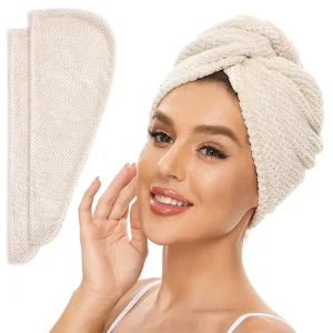 Microfiber Hair Towel Wrap for Women Anti Frizz Quick Drying Hair Turban for All Hair Style Absorbent and Lightweight