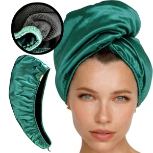 Microfiber Hair Wrap Towel Double Layer Natural Curly Hair Turban Towel for Women Satin Hair Drying Easy Twist Towel