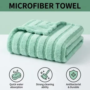 Microfiber Hybrid Drying Towel 50×80 cm 1100 GSM Green Ultra Absorbent Quick Dry Cloth for Car Wash Detailing