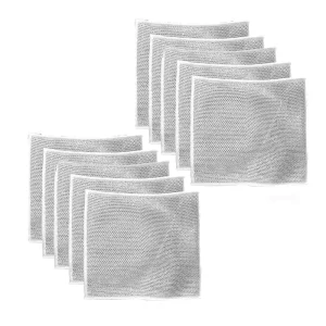Microfiber Kitchen Towel Silver Wire Dish Washing Rag Non-Scratch Multipurpose Cleaning Cloths Woven Square Pattern for Home Use