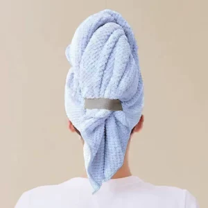 Microfiber Knitted Hair Towel Wrap for Women Super Absorbent Quick Dry Hair Turban with Elastic Strip