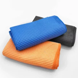 Microfiber Knitted Large Wash Customized Color Waffle Towel 400 Gsm Quick Dry Super Absorbent Sustainable Car Drying Pack Glass