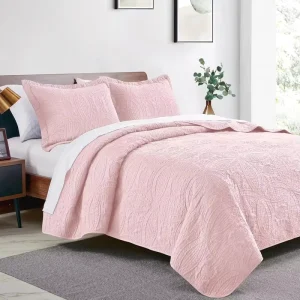 Microfiber Leaf Pattern Comforter Sets Ultrasonic Bed Cover Quilt Set for Home Hotel
