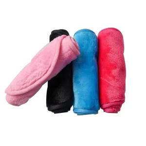 Microfiber Makeup Remover Headband for Women Fast Drying Embroidered Washcloth Solid Color Bath Face Headband Adult Use