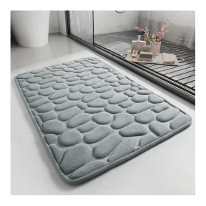 Microfiber Memory Foam Bath Mats Water Absorbent Quick Dry Anti Slip Stone Design Washable Waterproof Carpet for Toilet Use