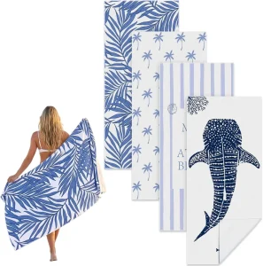 Microfiber Oversized Lightweight Beach Towel for Women Men Quick Dry Sand Free Ocean Coastal Towels for Beach Pool Travel