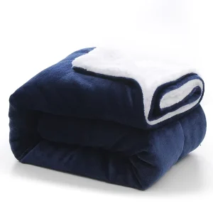Microfiber Oversized Solid Sherpa Fleece Throw Thick Weighted 2 Layer Warm Plain Flannel Fleece Blanket for Winter