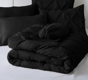 Microfiber Pintuck Comforter Cover Set with Pinch Pleat Bedding Stylish Interior Accessory Microfiber Duvet Cover Set