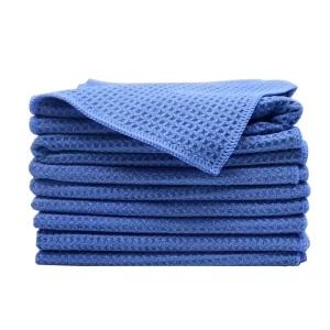 Microfiber Polyester 450GSM Waffle Weave Quick Dry Towel with Zipper Pocket for Golf Beach Kitchen Use