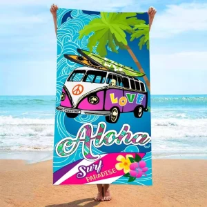Microfiber Printed Beach Towel Floral Pattern Sand Free Knitted Beach Towel for Summer Beach Days