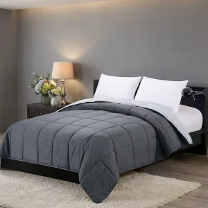 Microfiber Queen Size Duvet Insert Comforter Lightweight Reversible Breathable All-Season Quilted Soft Grey