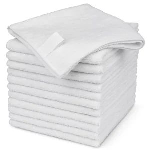 Microfiber Quick Dry Kitchen Cloth Absorbent Towel with Embroidered Square Design and Solid Color for Kitchen Drying