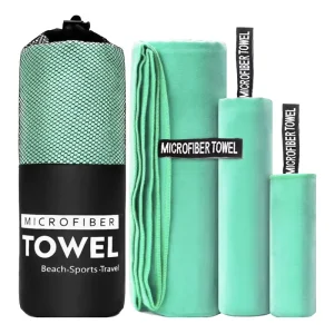 Microfiber Quick Dry Sports Towel Set with Mesh Bag Absorbent Lightweight Towels for Gym Travel Camping Bulk