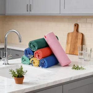 Microfiber RPET Waffle Soft Absorbent Print Kitchen Towel Cleaning Towel Tea Towel